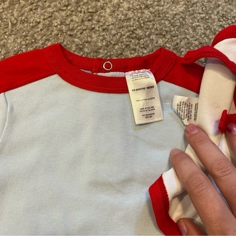 Vintage Disney Winnie the Pooh Tigger Onesie Bib Set NEW 90s 6/9 Mos Red Blue